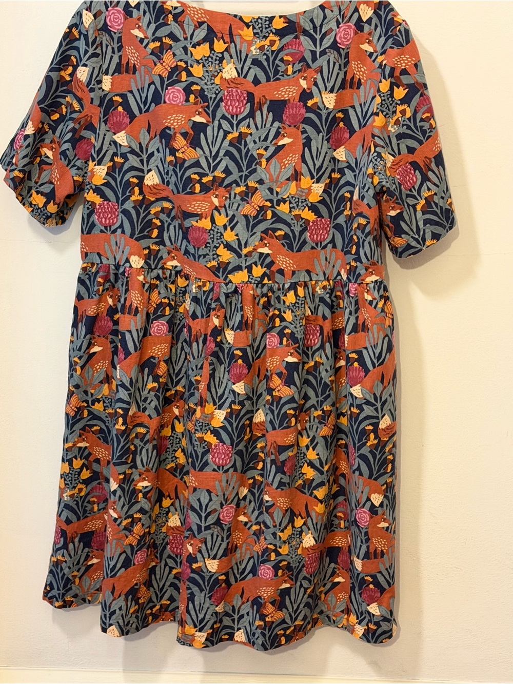 Princess Highway Navy Fox & Floral Short Sleeve Dress